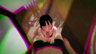 Asiático novia lame la polla y se de una buena mamada