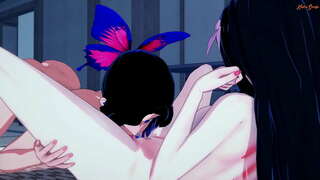 Shinobu တစ္စံုတစ္စံု Nezuko doggystyle ထိကျဆင်း။